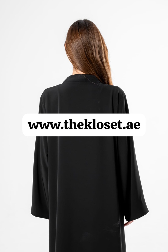 Black Abaya With Beaded Butterfly Design 