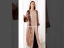 Brown silky velvet print Abaya
