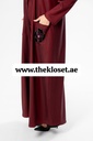 Maroon Hand Beaded Flowers Abaya 