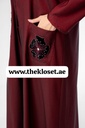 Maroon Hand Beaded Flowers Abaya 