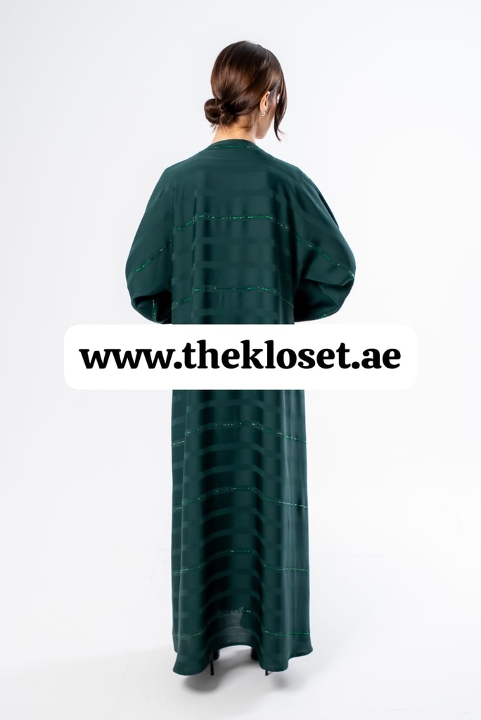 Green hand beaded Fancy silky Abaya 