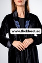 Blue embroidery velvet abaya