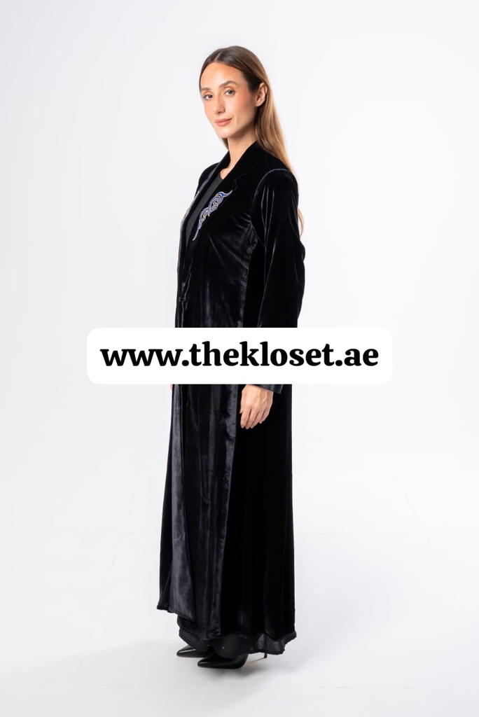 Blue embroidery velvet abaya