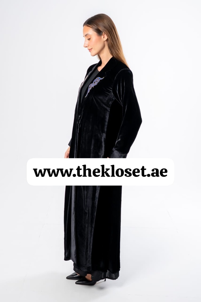 Blue embroidery velvet abaya