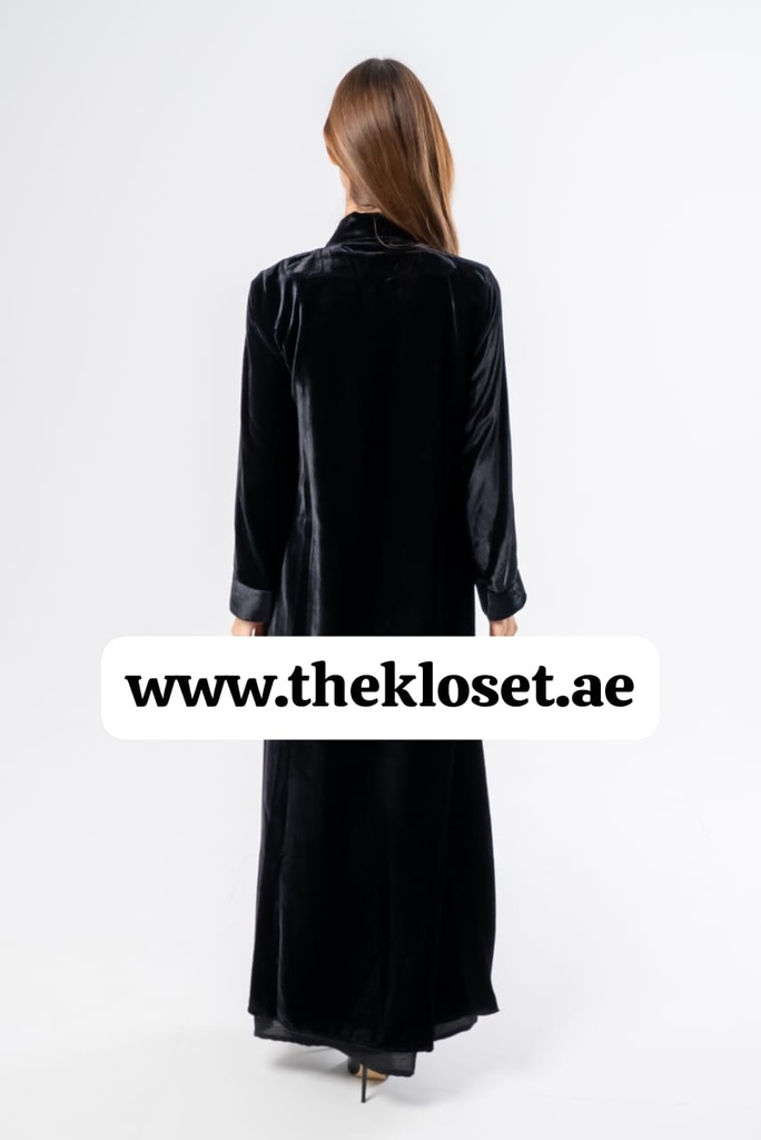Blue embroidery velvet abaya