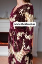  Royal floral Sequins beige & maroon Dress 