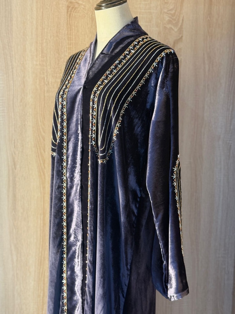 Handcrafted Velvet Abaya Featuring Elegant Embroidery 