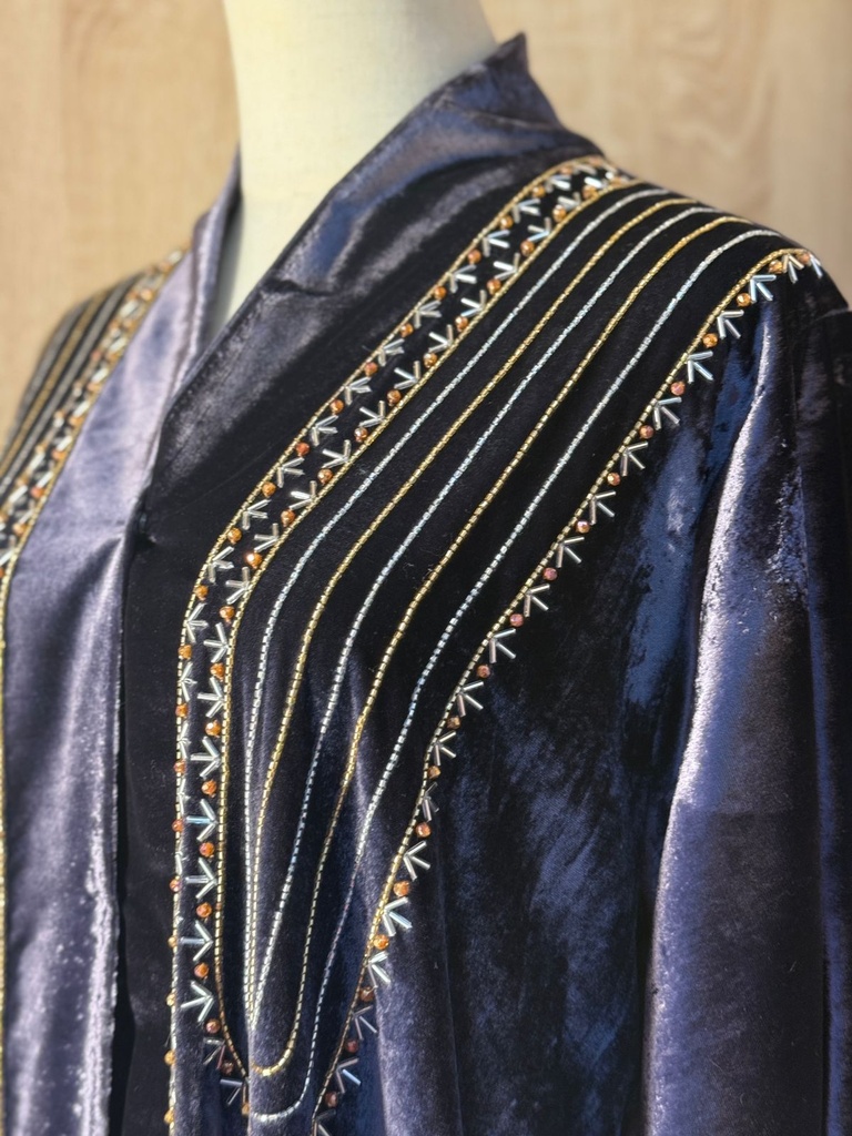 Handcrafted Velvet Abaya Featuring Elegant Embroidery 