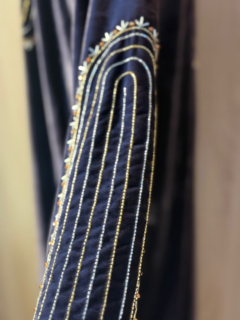 Handcrafted Velvet Abaya Featuring Elegant Embroidery 