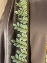 Velvet embroidered abaya -Taupe
