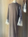 Velvet abaya with lace sleeves