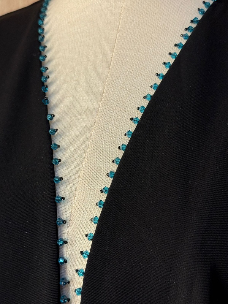 Elegant Black Abaya With Blue Beads