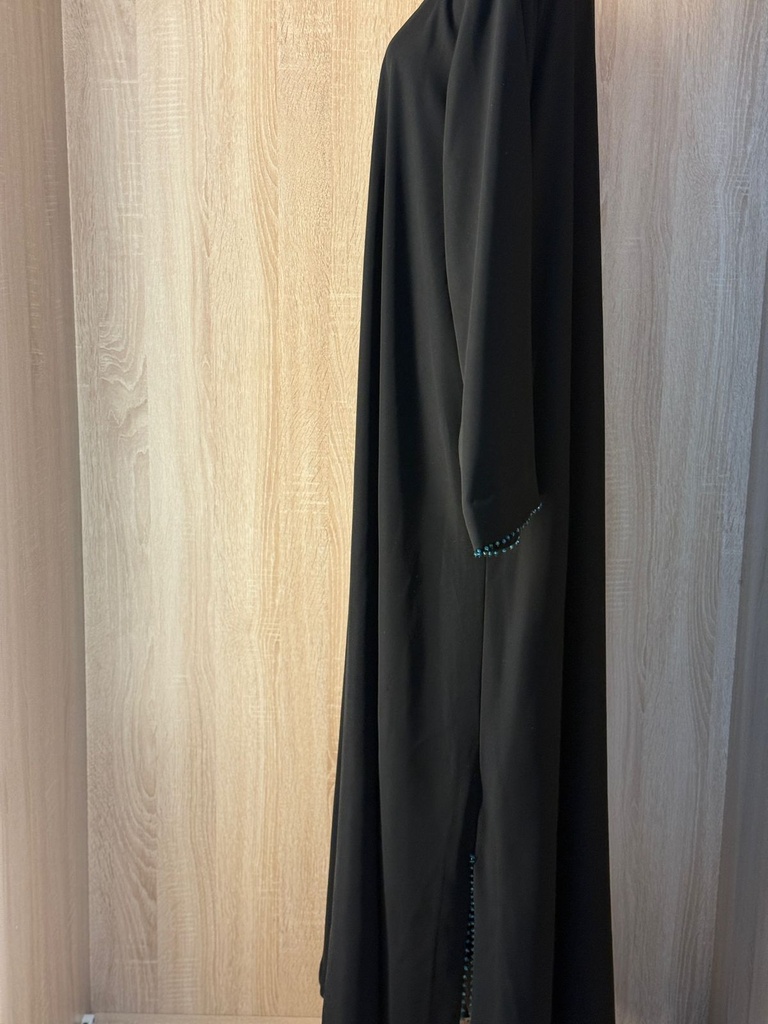 Elegant Black Abaya With Blue Beads