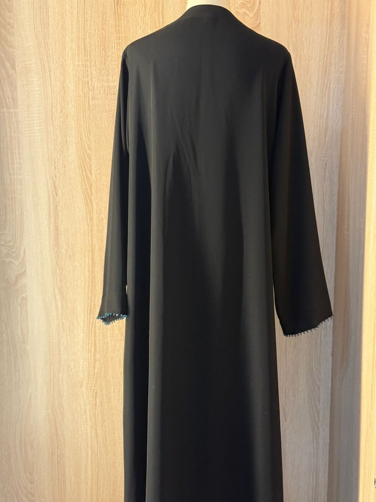 Elegant Black Abaya With Blue Beads
