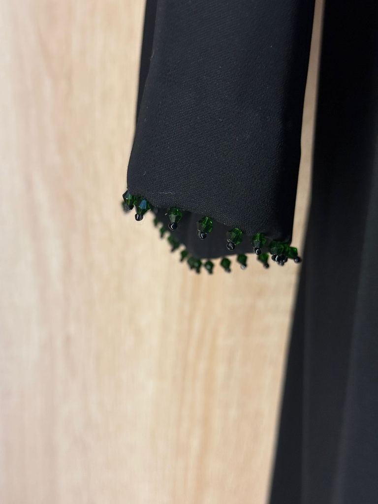 Elegant Black Abaya With Green Beads 