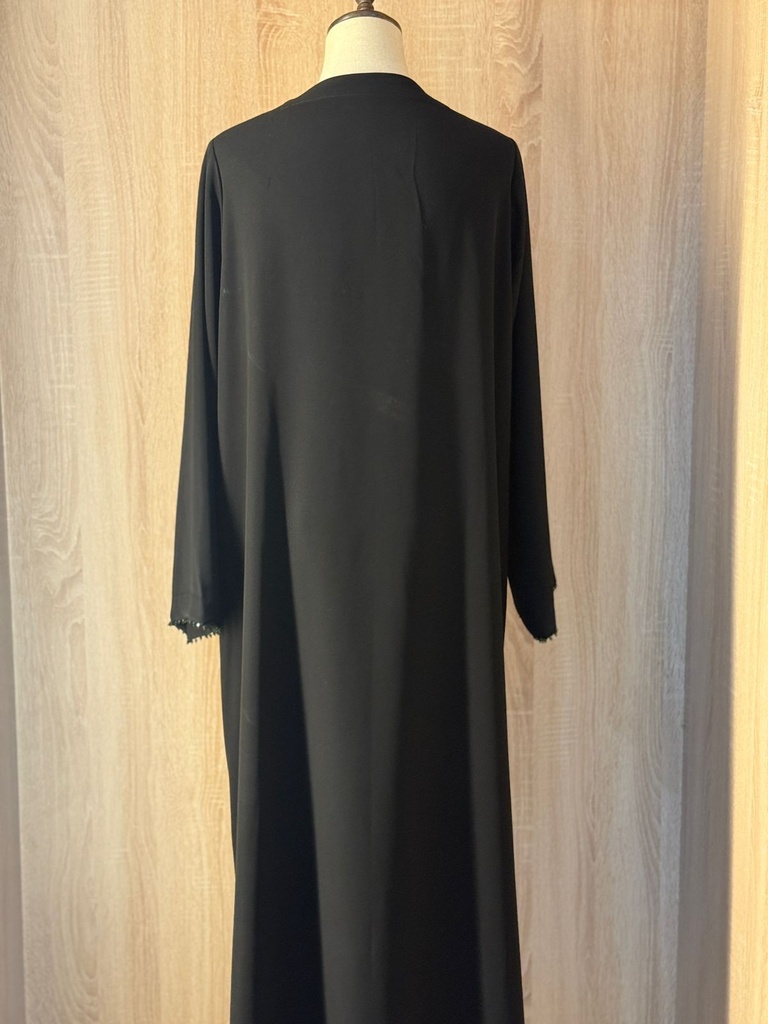 Elegant Black Abaya With Green Beads 