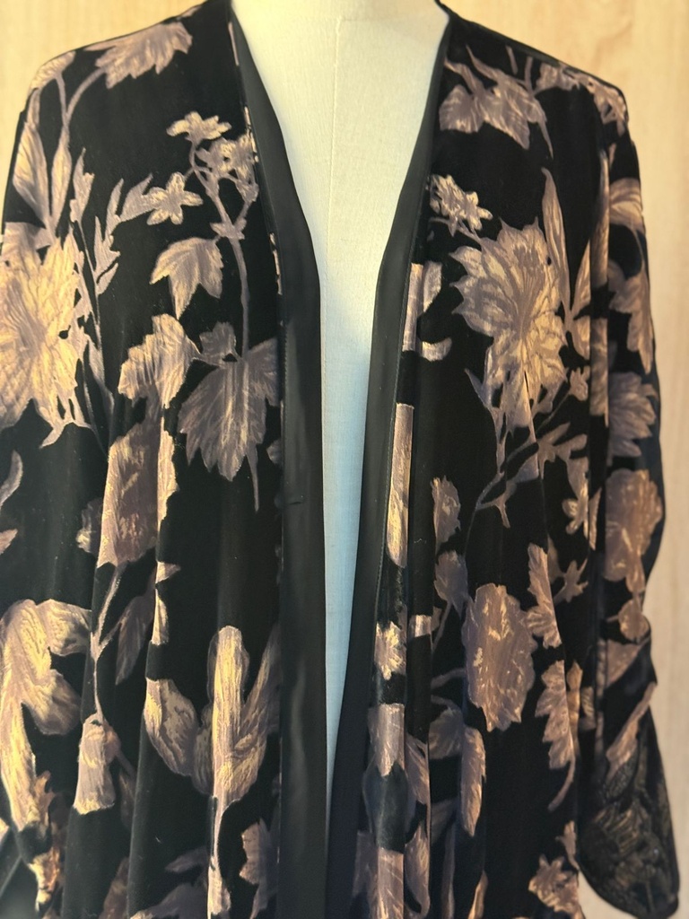 Floral Print Velvet Abaya