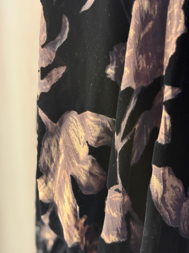 Floral Print Velvet Abaya