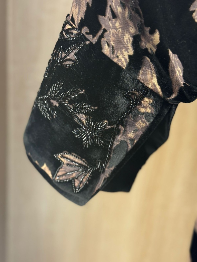 Floral Print Velvet Abaya