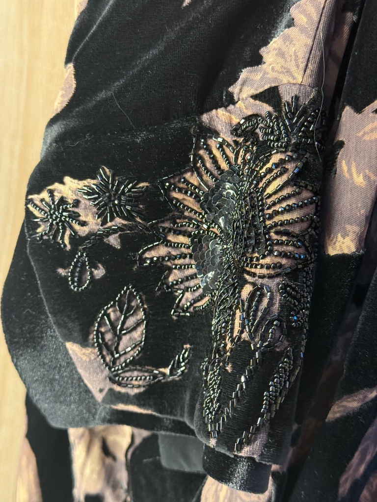 Floral Print Velvet Abaya