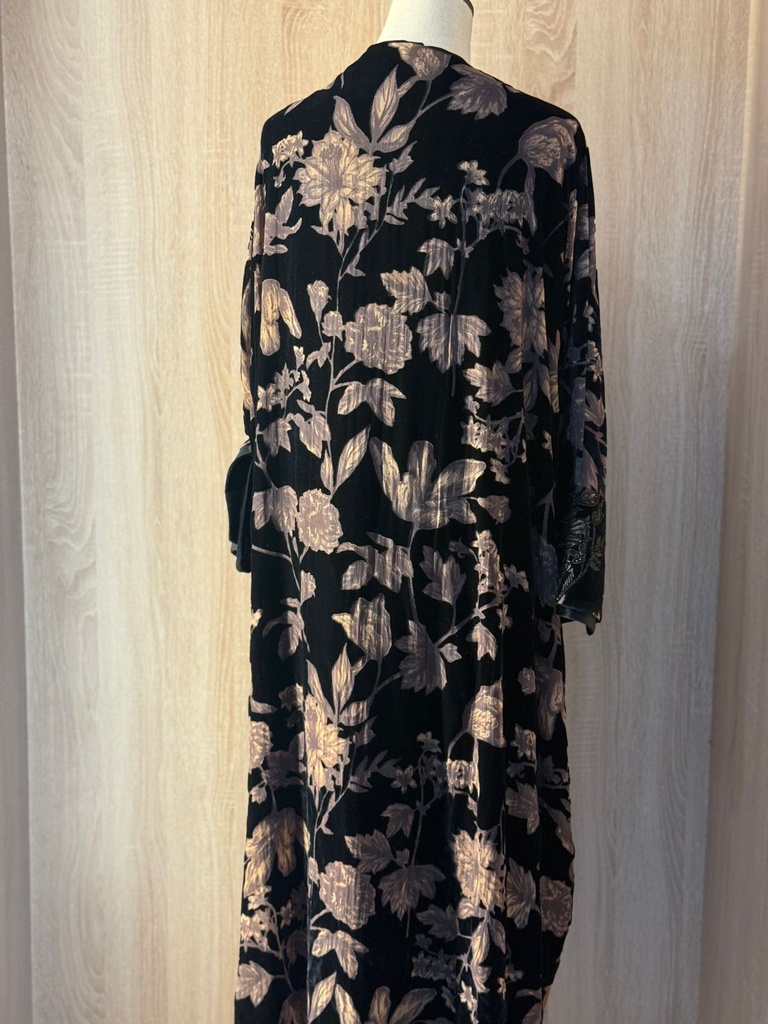 Floral Print Velvet Abaya