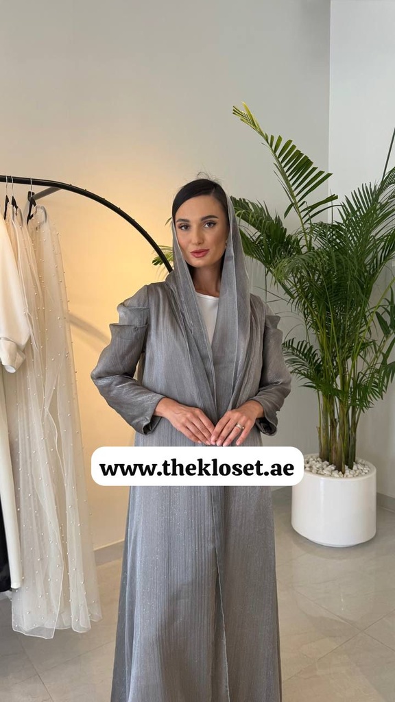Elegant Shimmery Gray Abaya