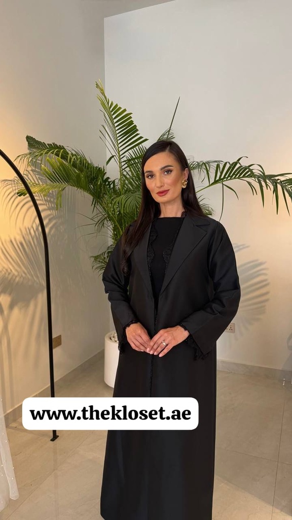 Black Abaya With Lace Trim