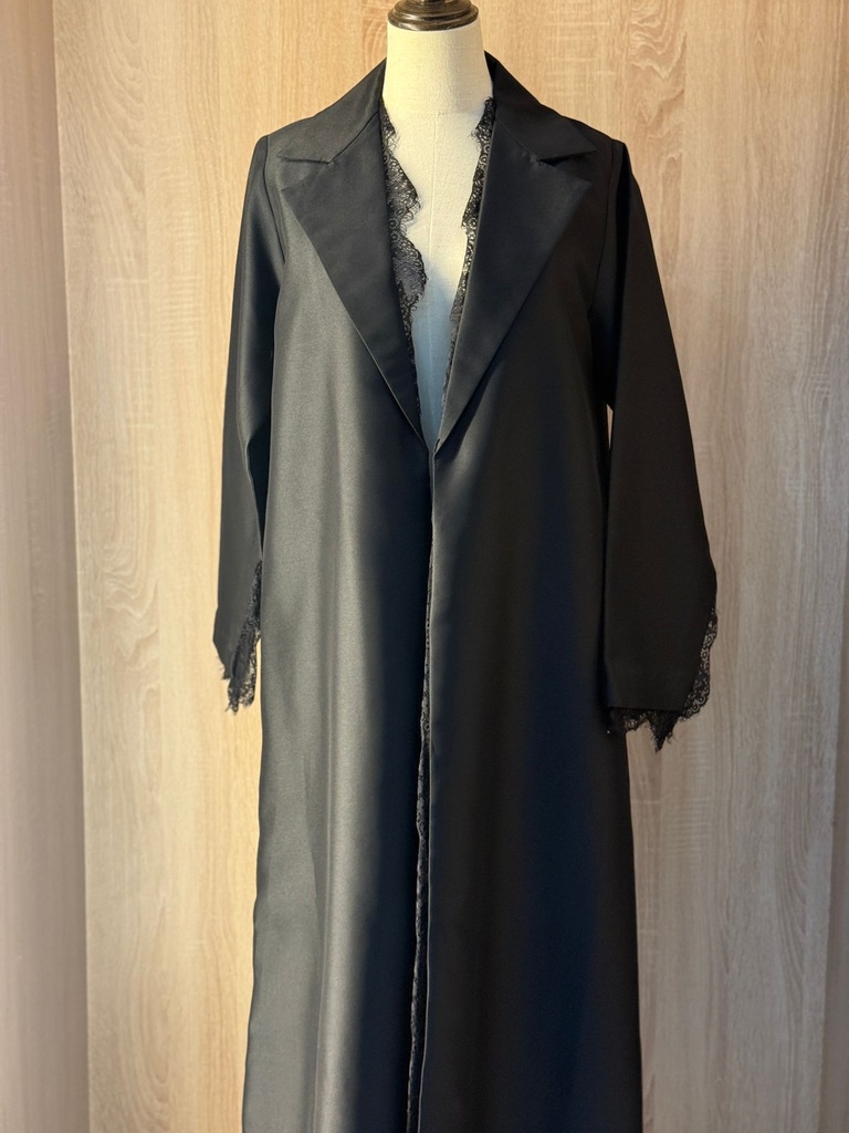 Black Abaya With Lace Trim