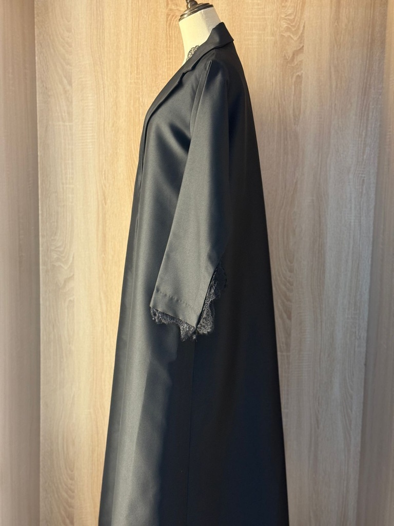 Black Abaya With Lace Trim