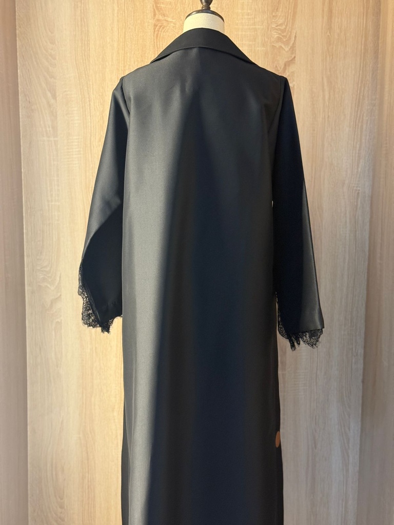 Black Abaya With Lace Trim