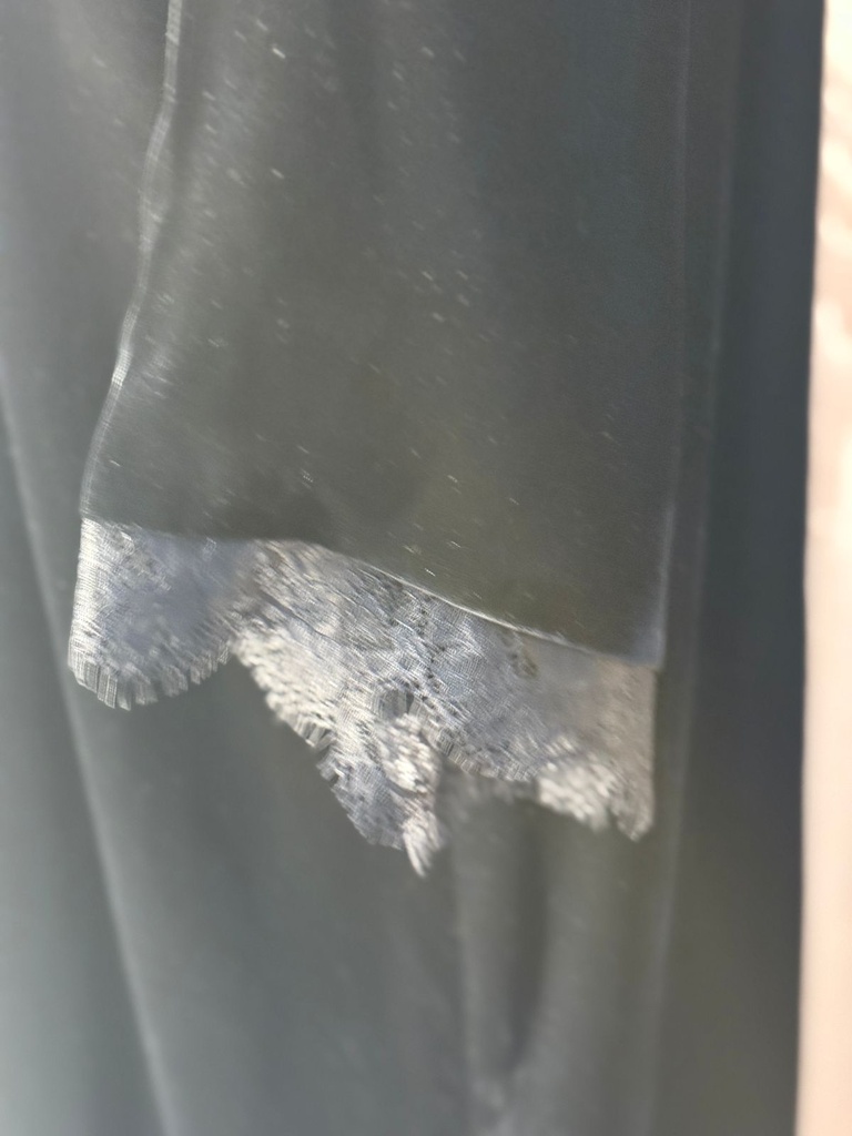 Luxury Black Velvet Abaya with Lace Trim