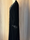 Luxury Black Velvet Abaya with Lace Trim
