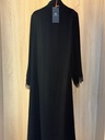 Luxury Black Velvet Abaya with Lace Trim