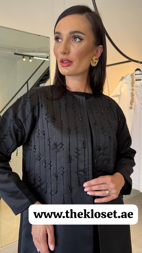 Black Abaya With Beaded Details