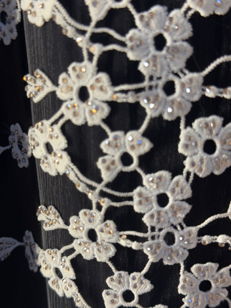 Elegance Abaya with White Flower Embroidery