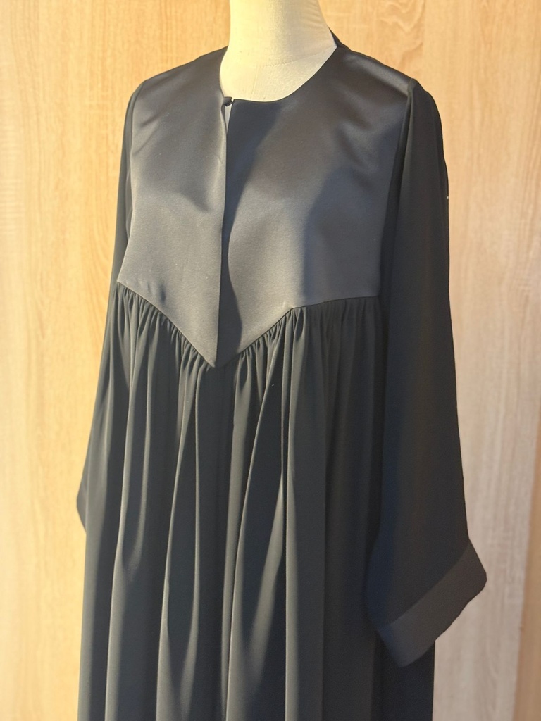 Black Two-Texture Yoke Abaya