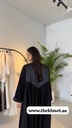 Black Two-Texture Yoke Abaya