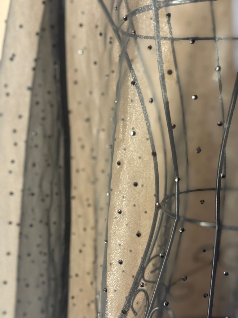 Black Chiffon Abaya Adorned with Beads and Shella