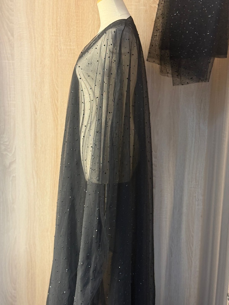  Lace Abaya with  Black Beads and Shella 