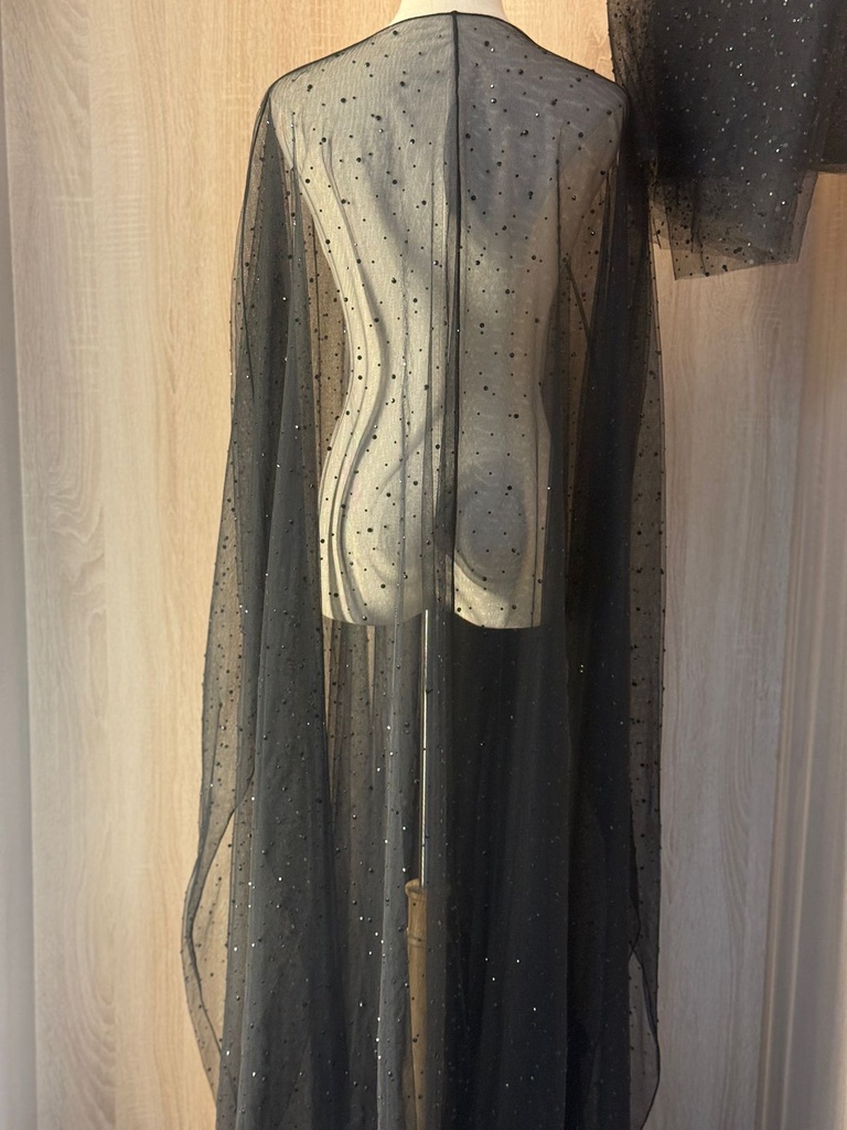  Lace Abaya with  Black Beads and Shella 