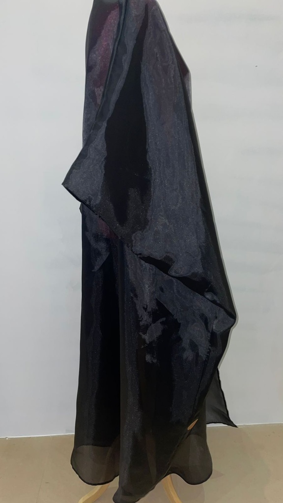  Chiffon Plain Black Abaya 