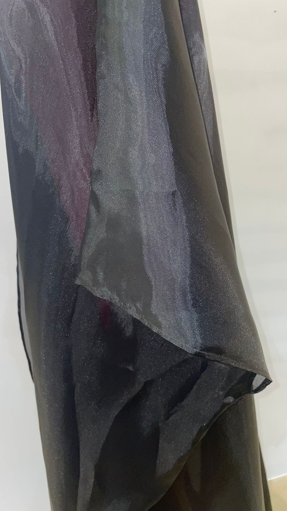 Chiffon Plain Black Abaya 