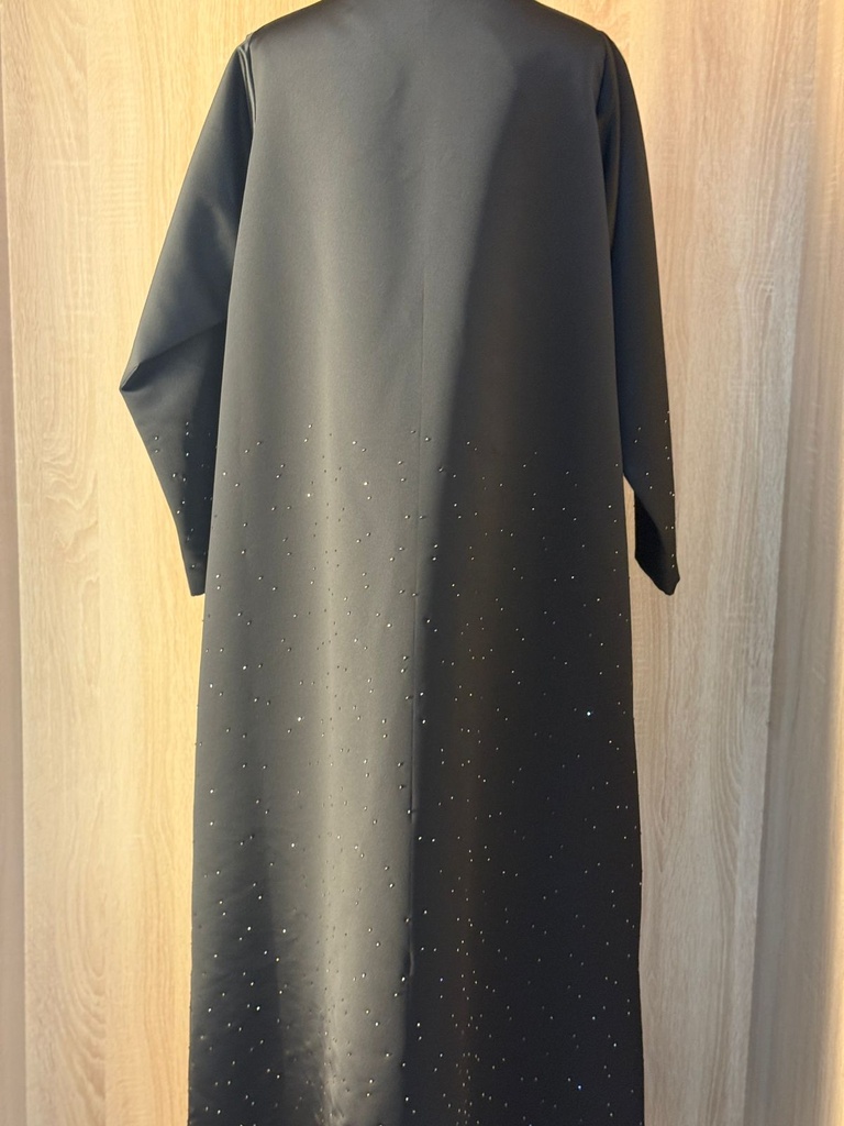 Charming Black Abaya Adorned with Beautiful Beads  