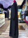 Chic Black Hand Made  Abaya With Flower Design