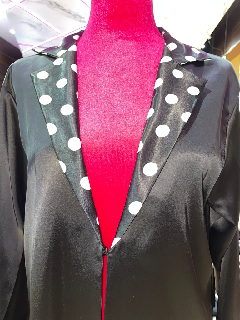 Elegant V-Neck Abaya with Dotted Print