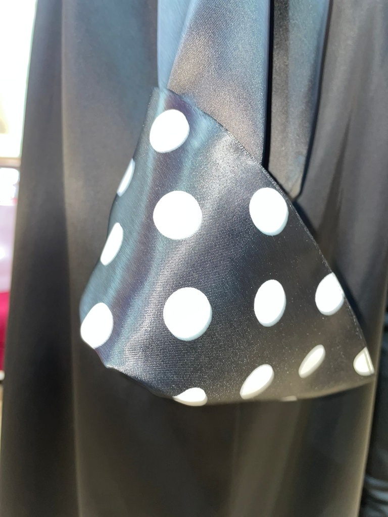 Elegant V-Neck Abaya with Dotted Print
