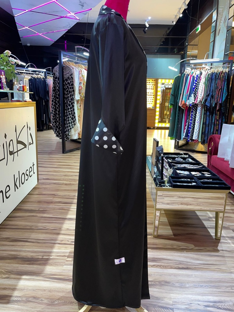 Elegant V-Neck Abaya with Dotted Print