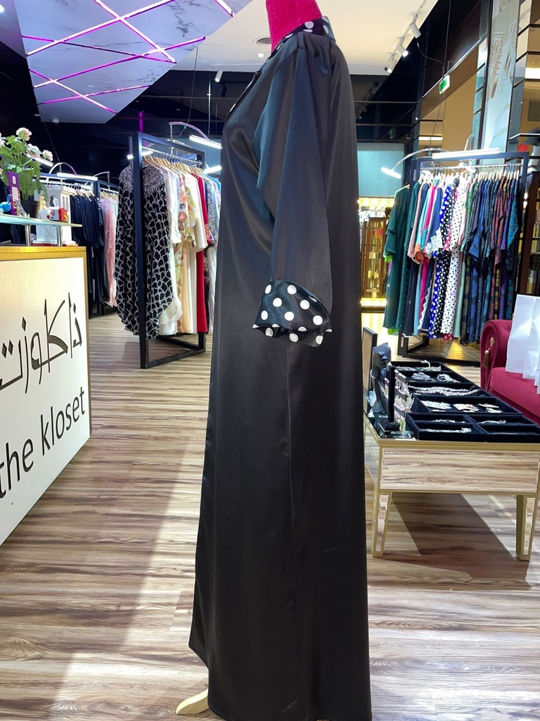 Elegant V-Neck Abaya with Dotted Print