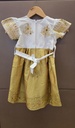 Traditional Belted Dress for Little Girls Decorated with Gold Sequins