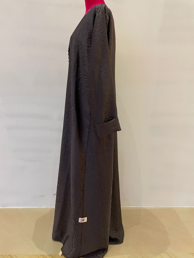Elegant Grey Jacquard Abaya